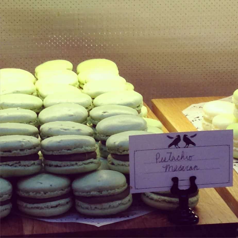 Cookie crawl at bakery - pistachio macarons - green holiday cookies