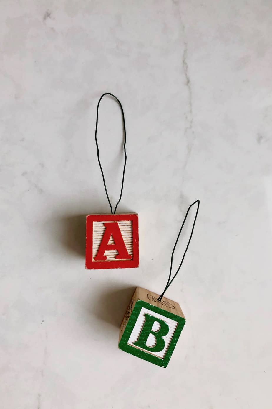 Alphabet block ornaments