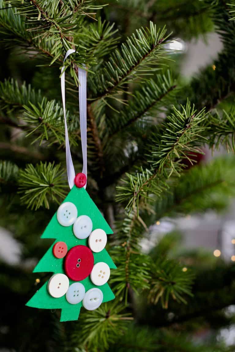 Toddler christmas tree ornament craft - christmas tree shaped ornament on christmas tree