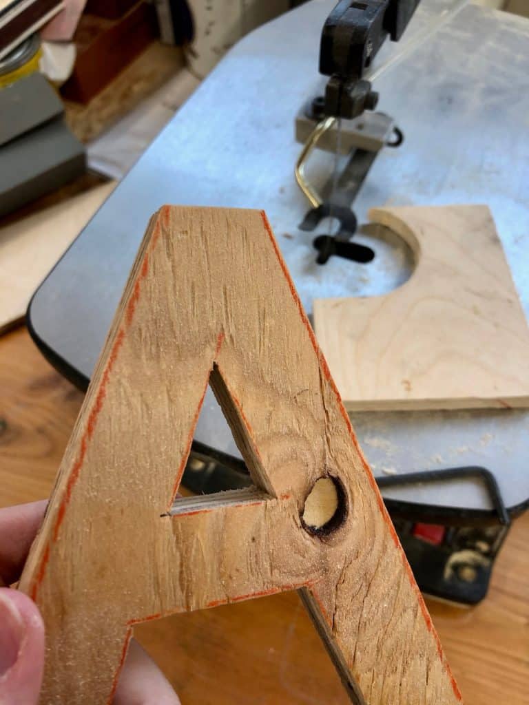 Using regular plywood to make wooden letters - letter A