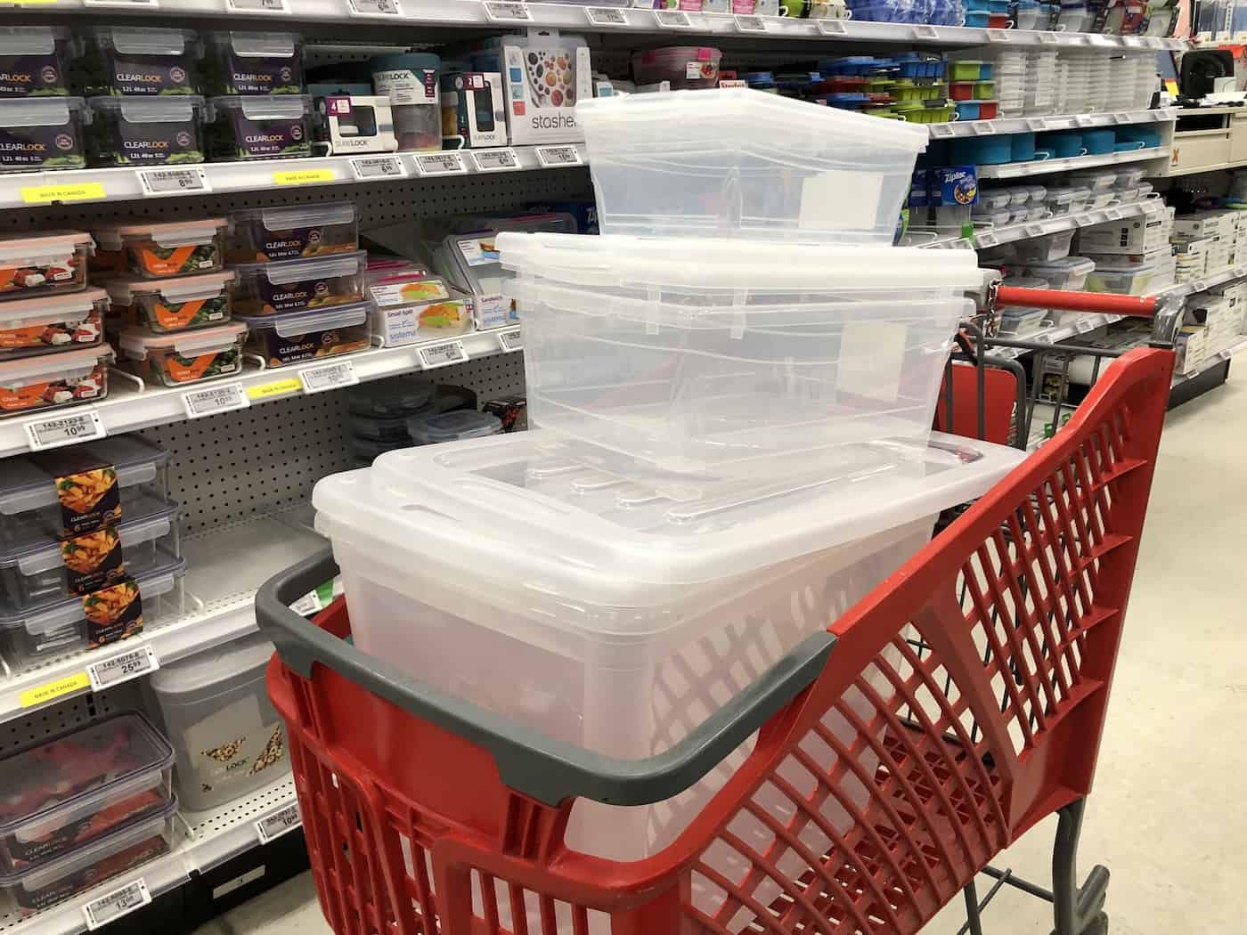 Buying plastic bins for playroom storage