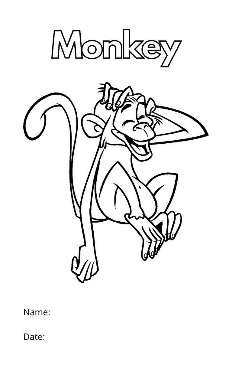 Animal coloring pages for kids: monkey coloring page