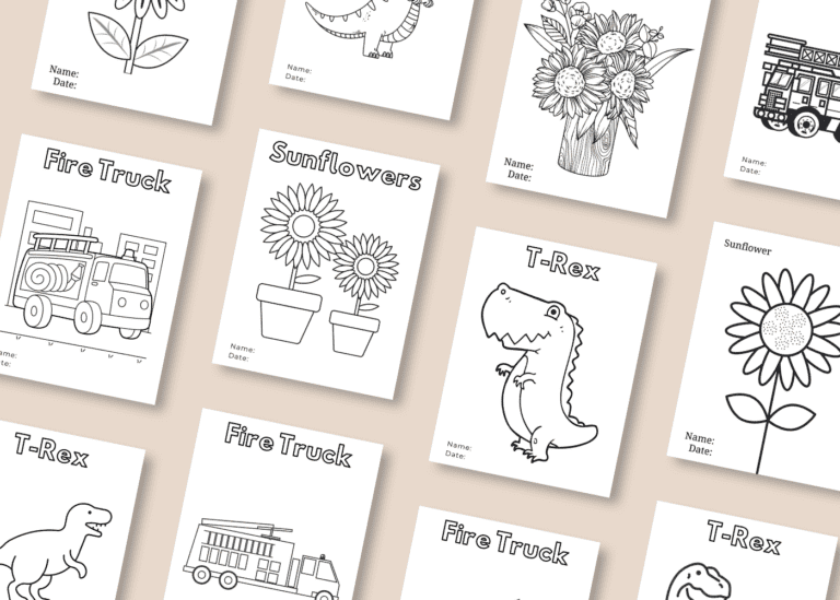 Kids coloring pages mockup