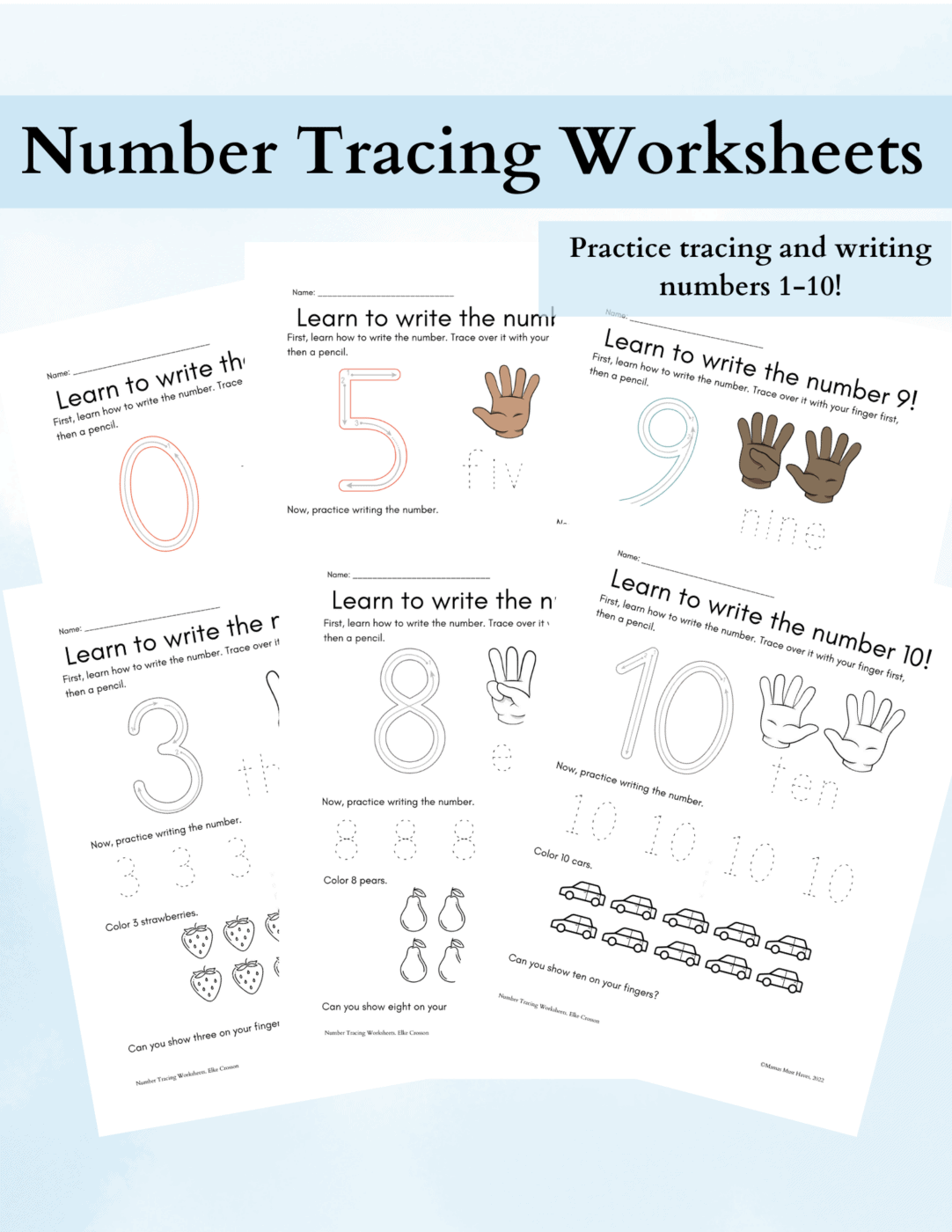 Number tracing worksheets printable