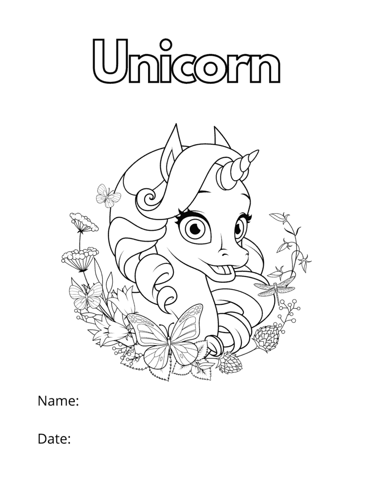 Simple unicorn head with flowers