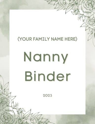 Nanny binder front page (green)