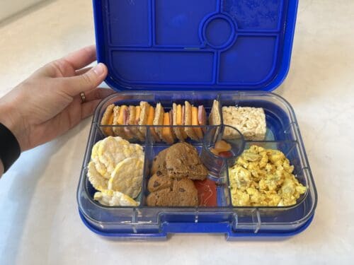 food inside bento lunch box made by yumbox