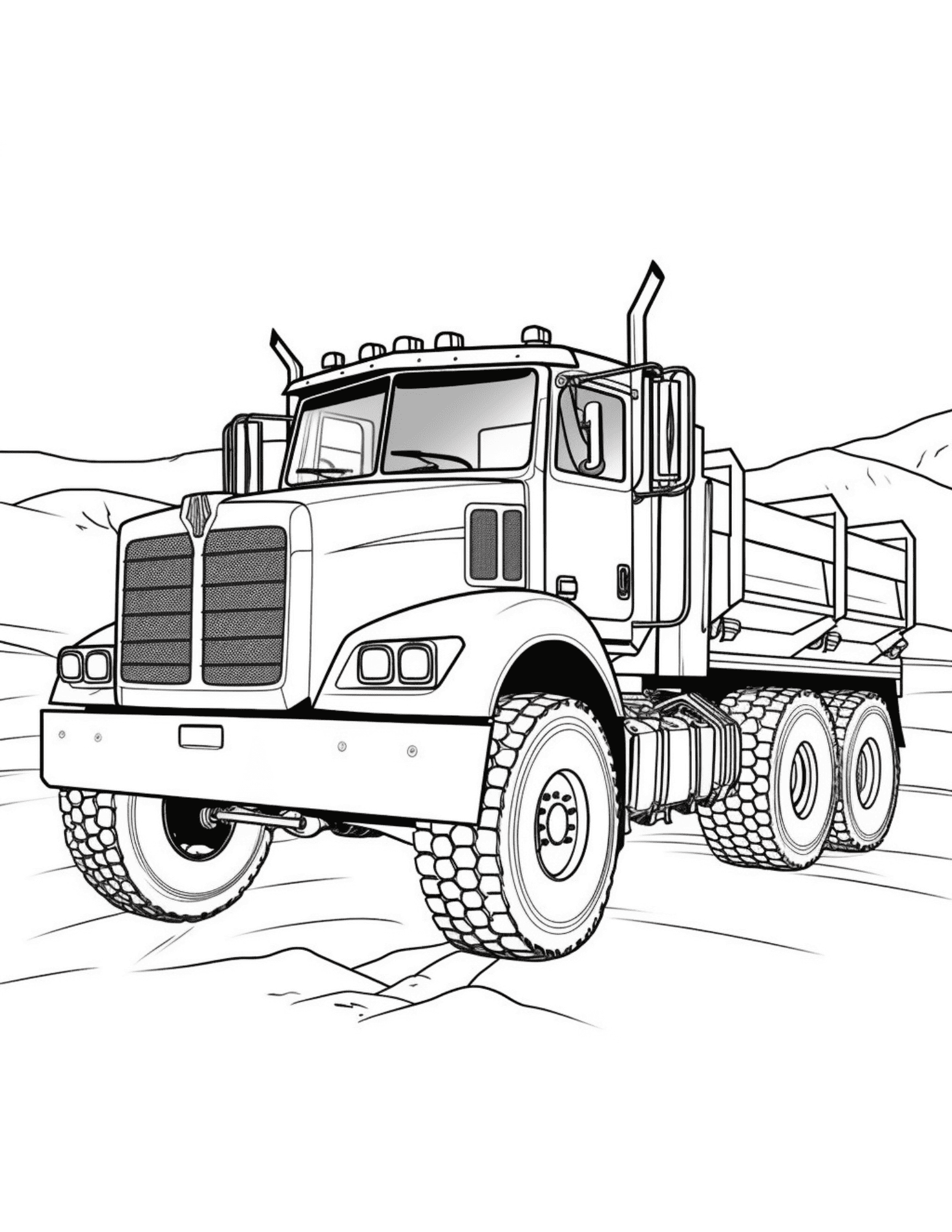 Construction coloring book page