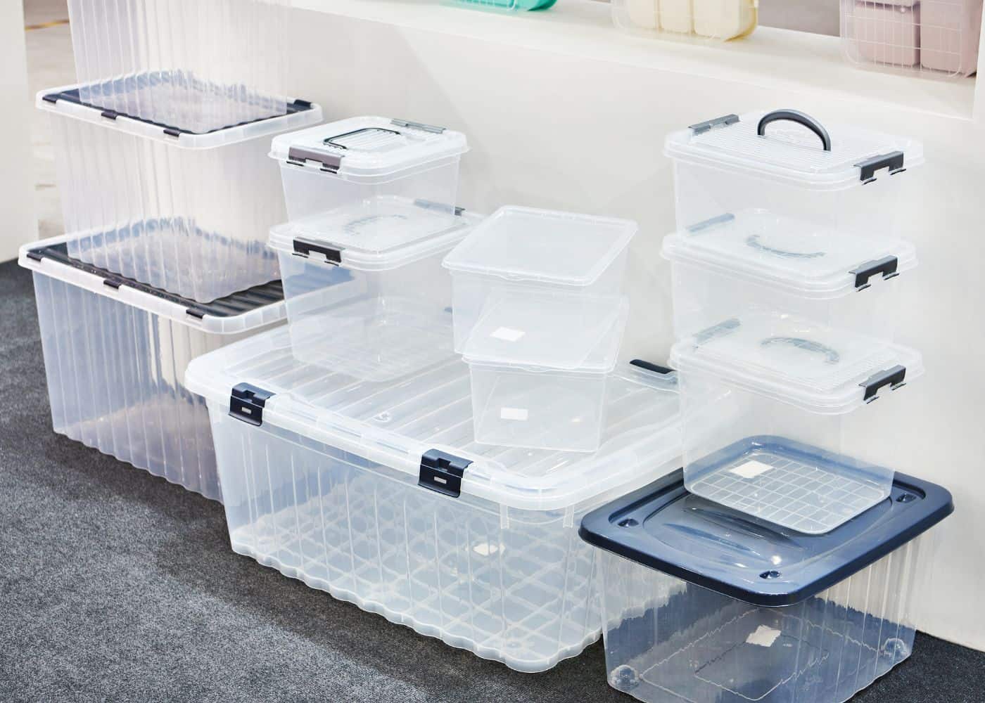 Clear totes for organizing