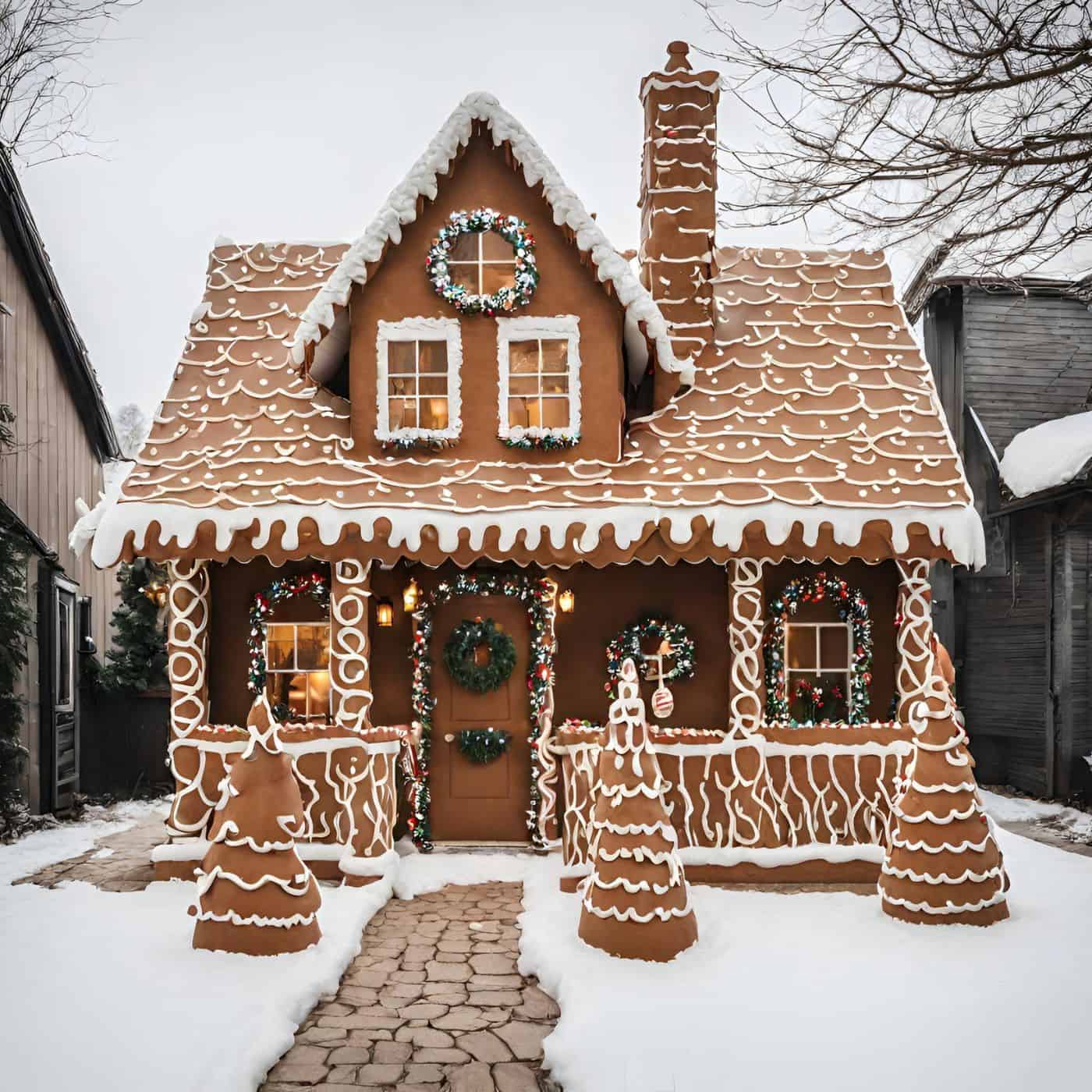 Gingerbread house exterior decor